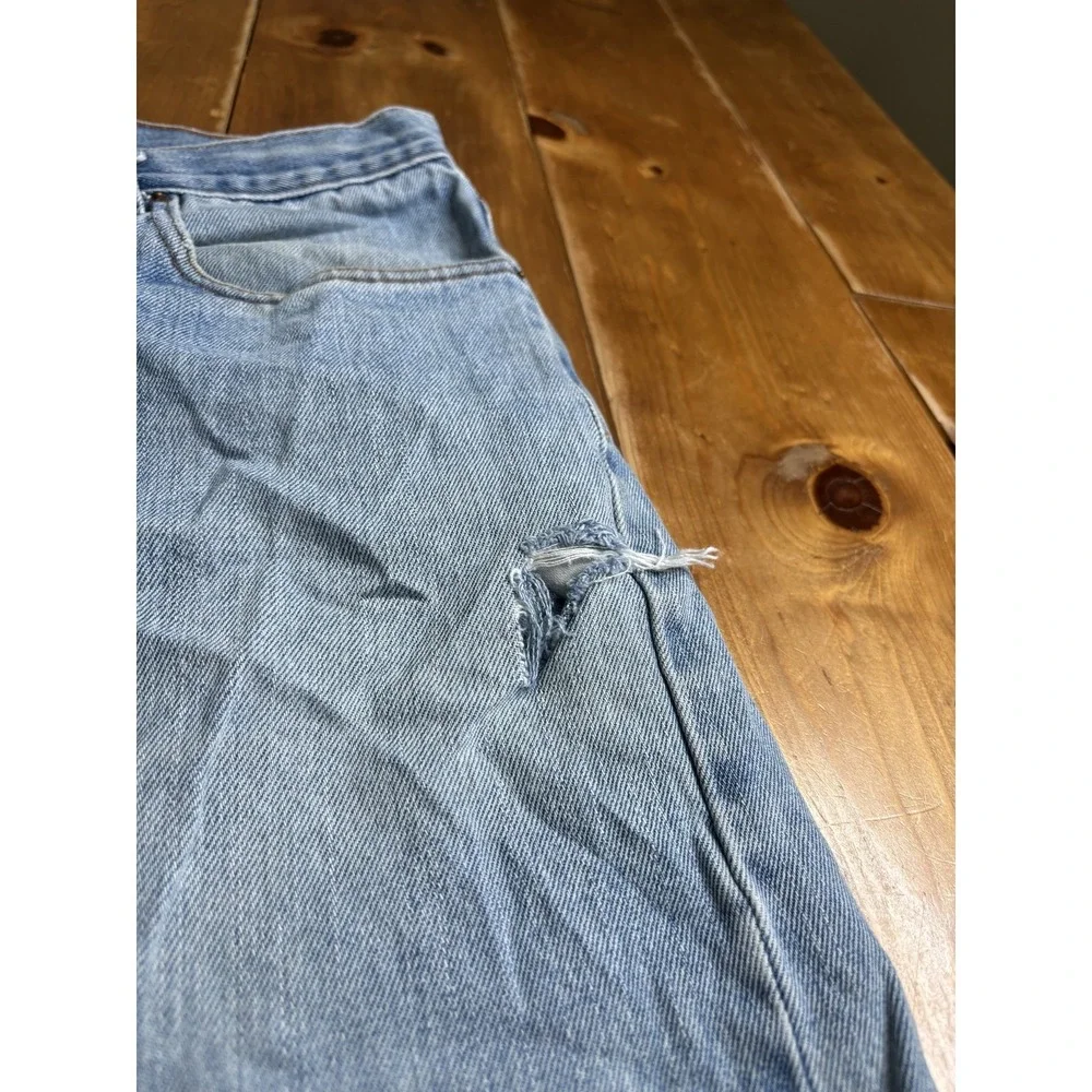 Levi's 505 Regular Fit Men's Jeans W34 L32 Light Wash 100% Cotton Distressed